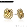 PAIR OF 18K GOLD PLATED INGOT CENTERED NUGGET EARRINGS